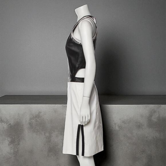 Helmut Lang Scoop Neck Knee Length Sheath Leather Dress XS 2 - Picture 4 of 4